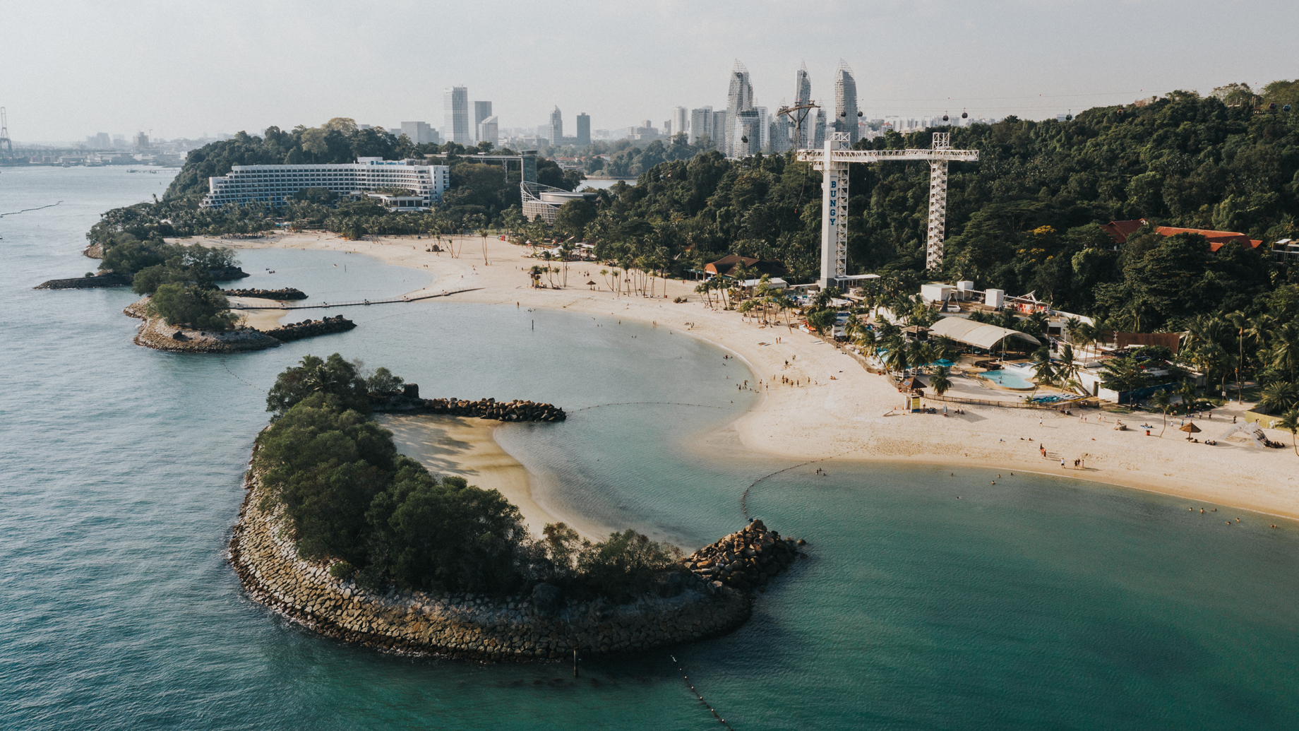 Aerial view of Siloso Beach